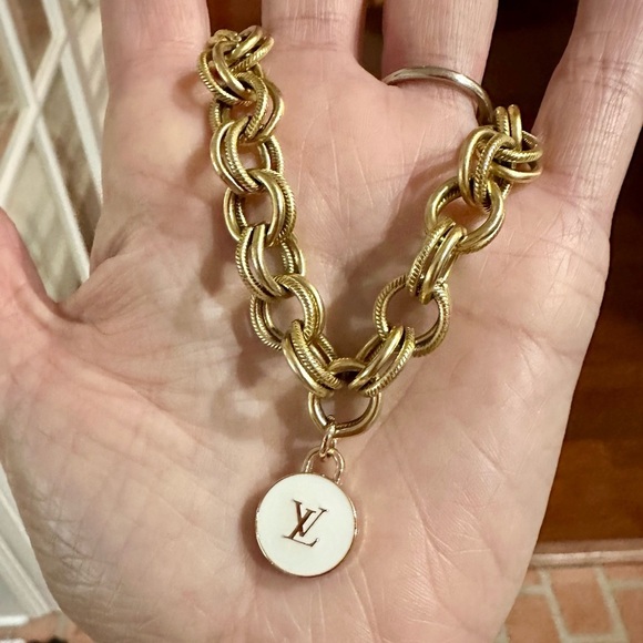 Authentic Louis Vuitton Double Sided White/Gold Charm ADDED TO Bracelet … - Picture 1 of 3